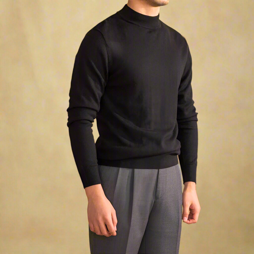 Maglione dolcevita da uomo, morbido e classico, in lana aderente, per il lavoro