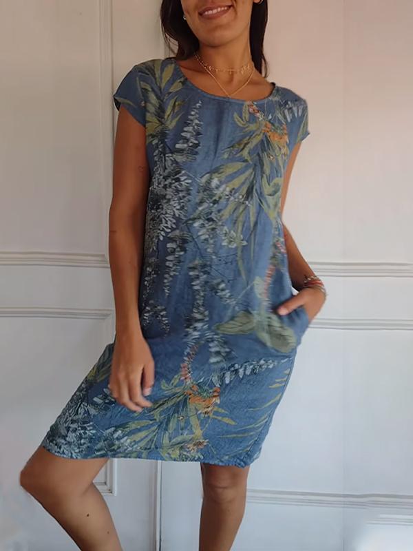 Daphne | Women's Botanical Print Shift Mini Dress-The Yellow Prime