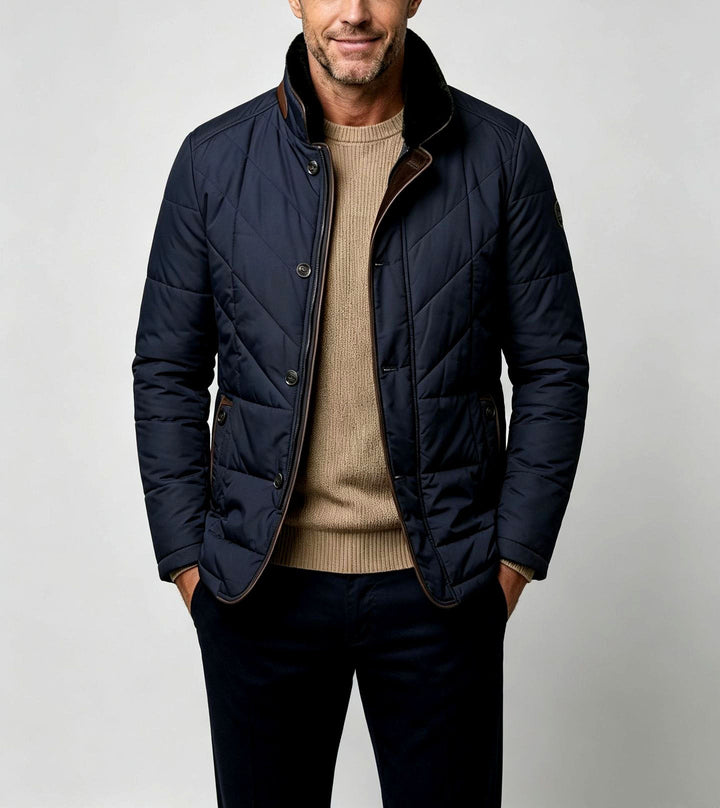 Gesteppte Jacke für Herren mit Reißverschluss und kontrastierender Paspelierung