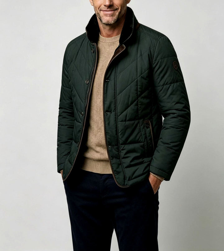 Gesteppte Jacke für Herren mit Reißverschluss und kontrastierender Paspelierung