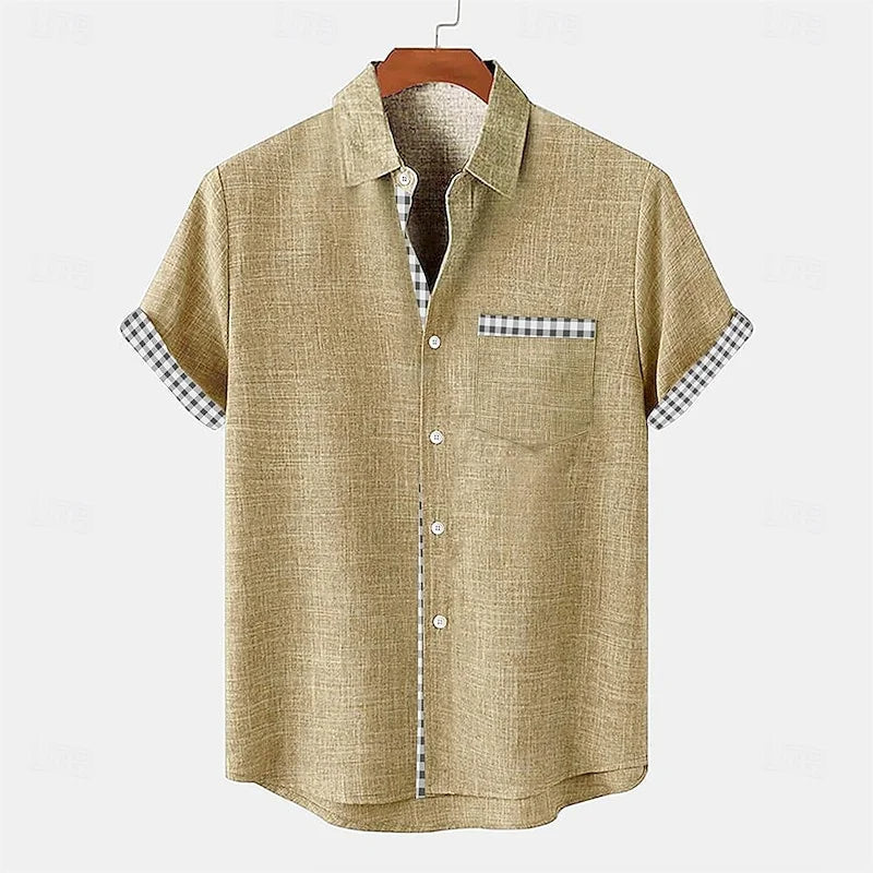 David| Men's Casual Linen Button-Up Shirt-The Yellow Prime