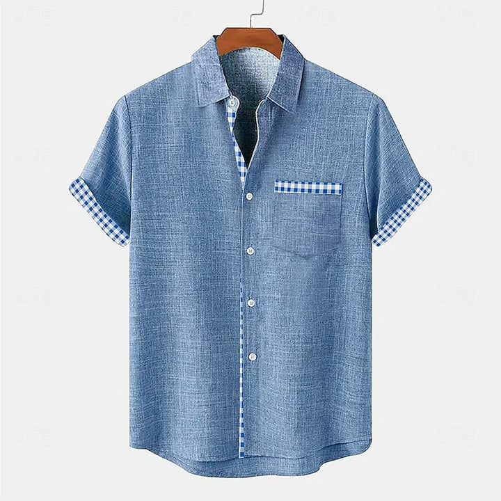 David| Men's Casual Linen Button-Up Shirt-The Yellow Prime