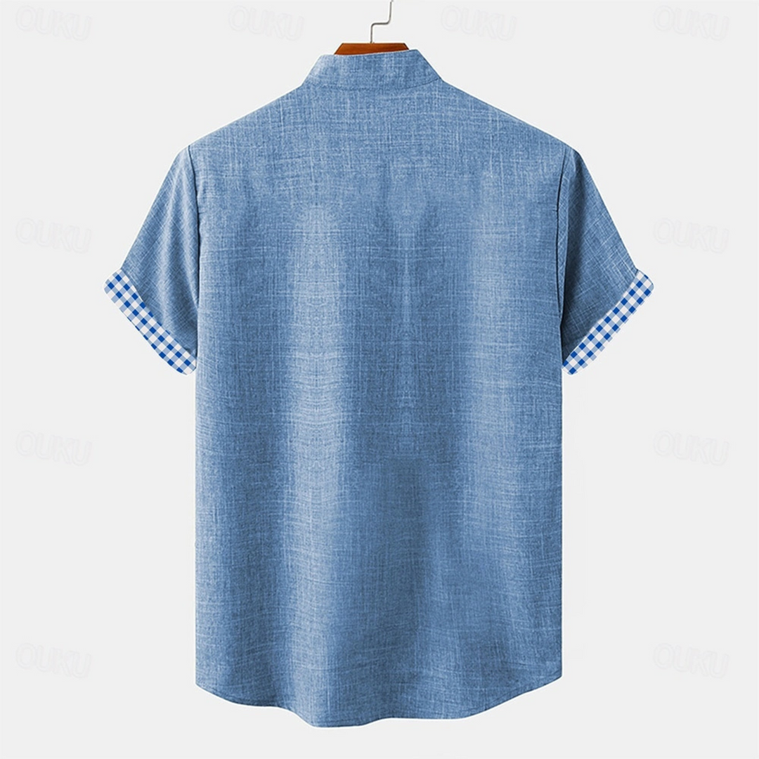 David| Men's Casual Linen Button-Up Shirt-The Yellow Prime