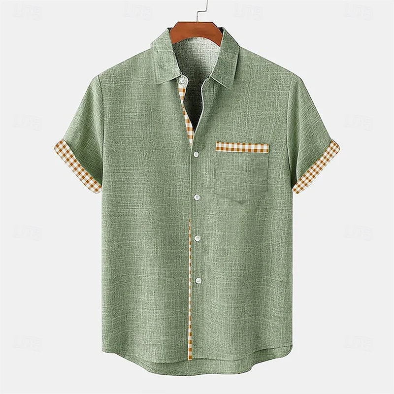 David| Men's Casual Linen Button-Up Shirt-The Yellow Prime