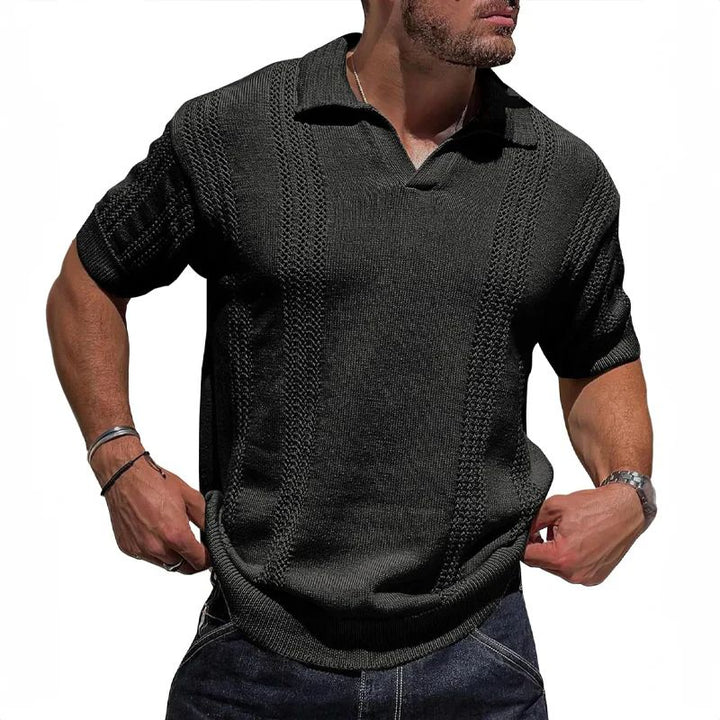 Davy | Men's Refined Knitted Summer Polo Shirt-The Yellow Prime