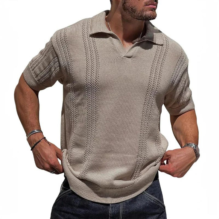 Davy | Men's Refined Knitted Summer Polo Shirt-The Yellow Prime