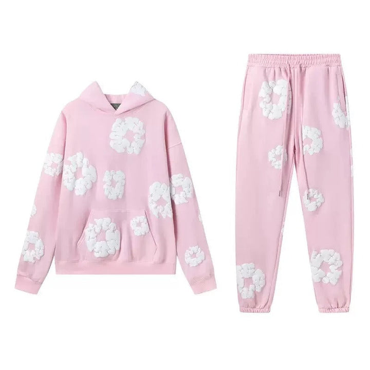 Denim Tears Printed Tracksuit Set for Men & Women – Casual Streetwear Outfit Pink suit