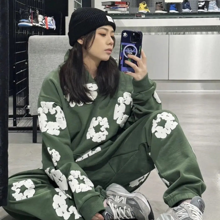Denim Tears Printed Tracksuit Set for Men & Women – Casual Streetwear Outfit