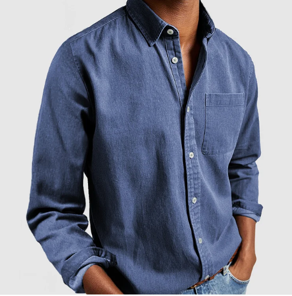 John | Men's Denim Blend Button-Up Shirt-The Yellow Prime