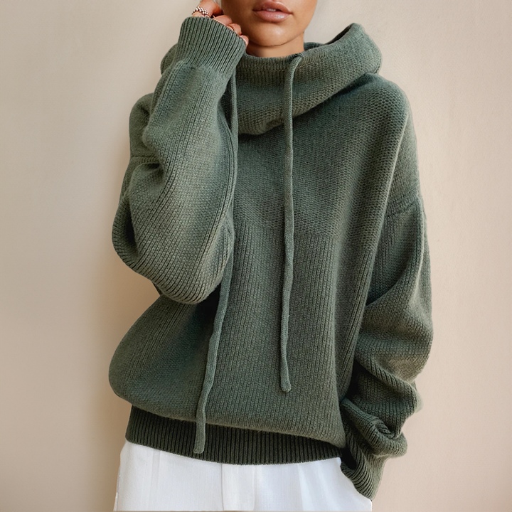 Women's Soft Knit Hoodie with Oversized Fit and Drawstring