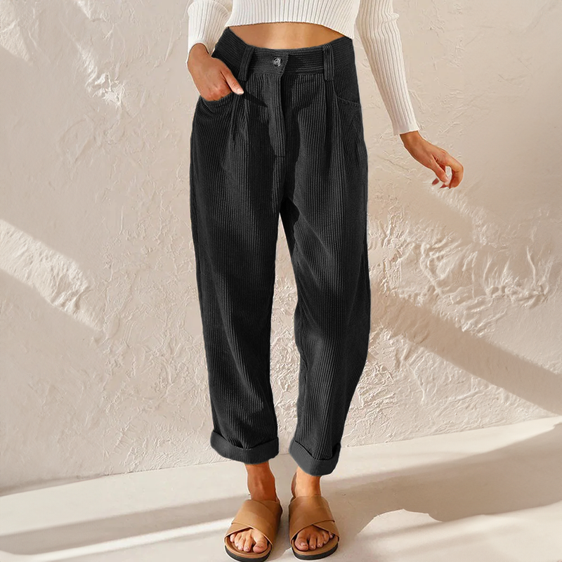 Women's Loose High Waist Corduroy Pants-The Yellow Prime