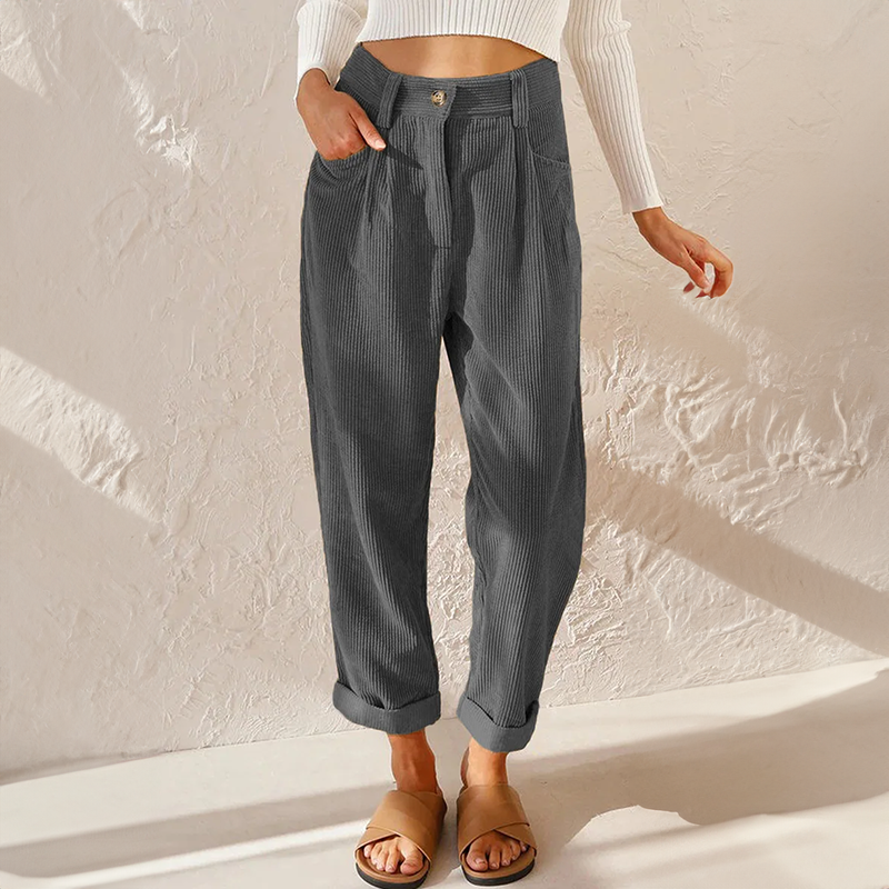 Women's Loose High Waist Corduroy Pants-The Yellow Prime