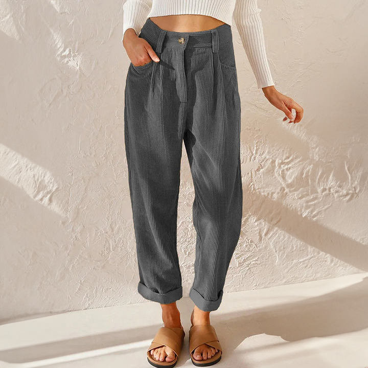 Women's Loose High Waist Corduroy Pants-The Yellow Prime