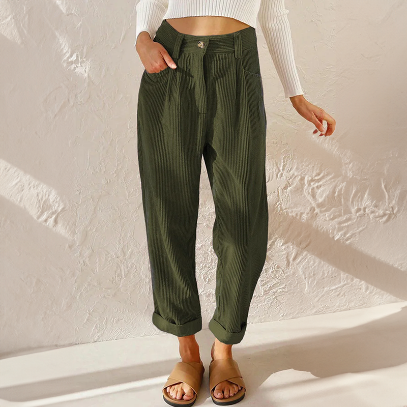 Women's Loose High Waist Corduroy Pants-The Yellow Prime