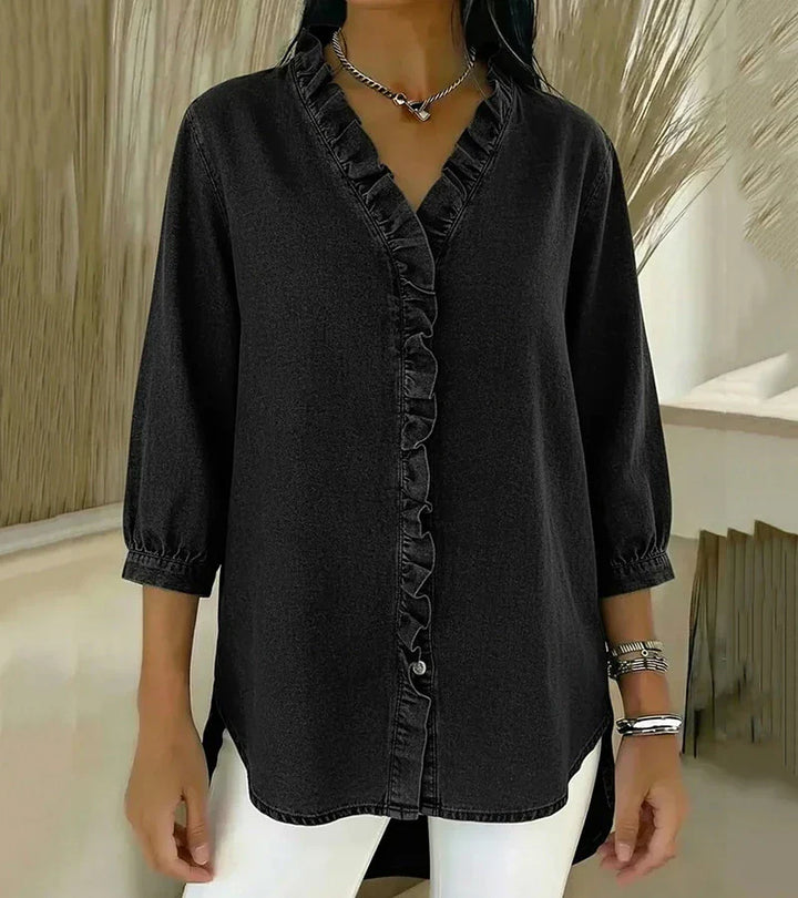 Abigail | Women's Elegant Denim Blouse-The Yellow Prime