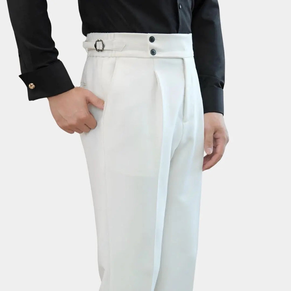 Edward | Men's Pleated Double Button Dress Trousers-The Yellow Prime