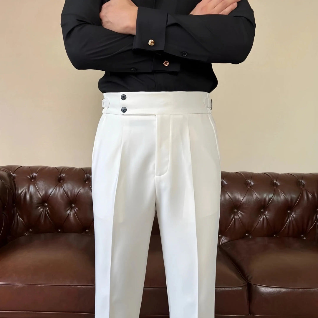 Edward | Men's Pleated Double Button Dress Trousers-The Yellow Prime