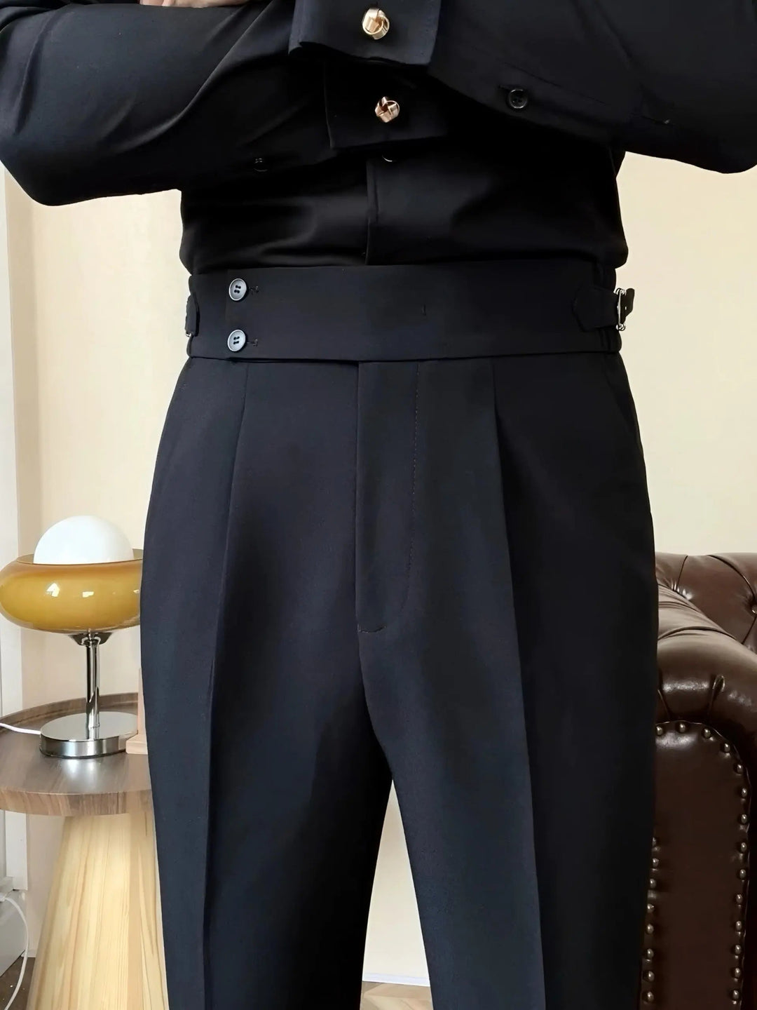 Edward | Men's Pleated Double Button Dress Trousers-The Yellow Prime