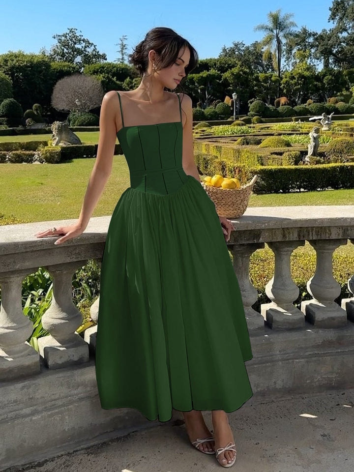 Elaine | Women's Corset Midi Dress for Formal Events-The Yellow Prime