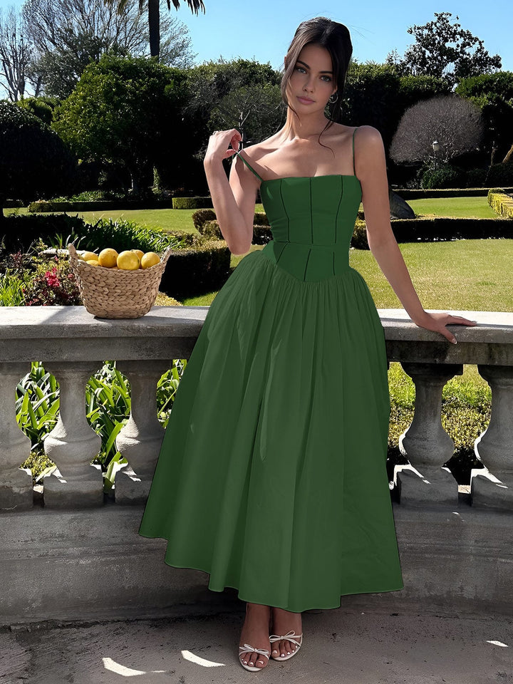 Elaine | Women's Corset Midi Dress for Formal Events-The Yellow Prime