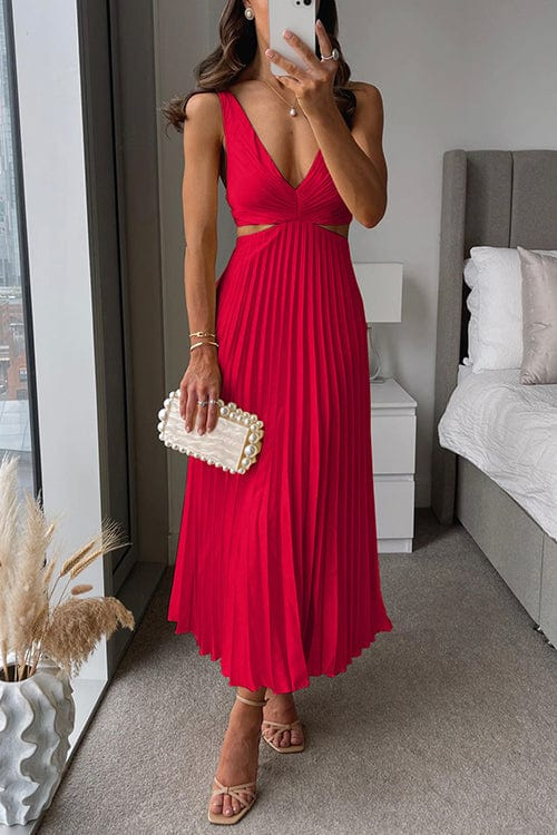 Sophia | Women's Midi Dress with Pleats-The Yellow Prime