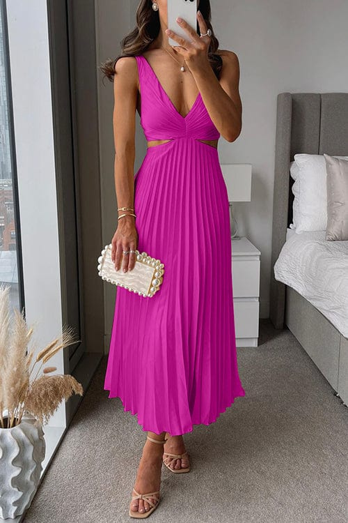 Sophia | Women's Midi Dress with Pleats-The Yellow Prime