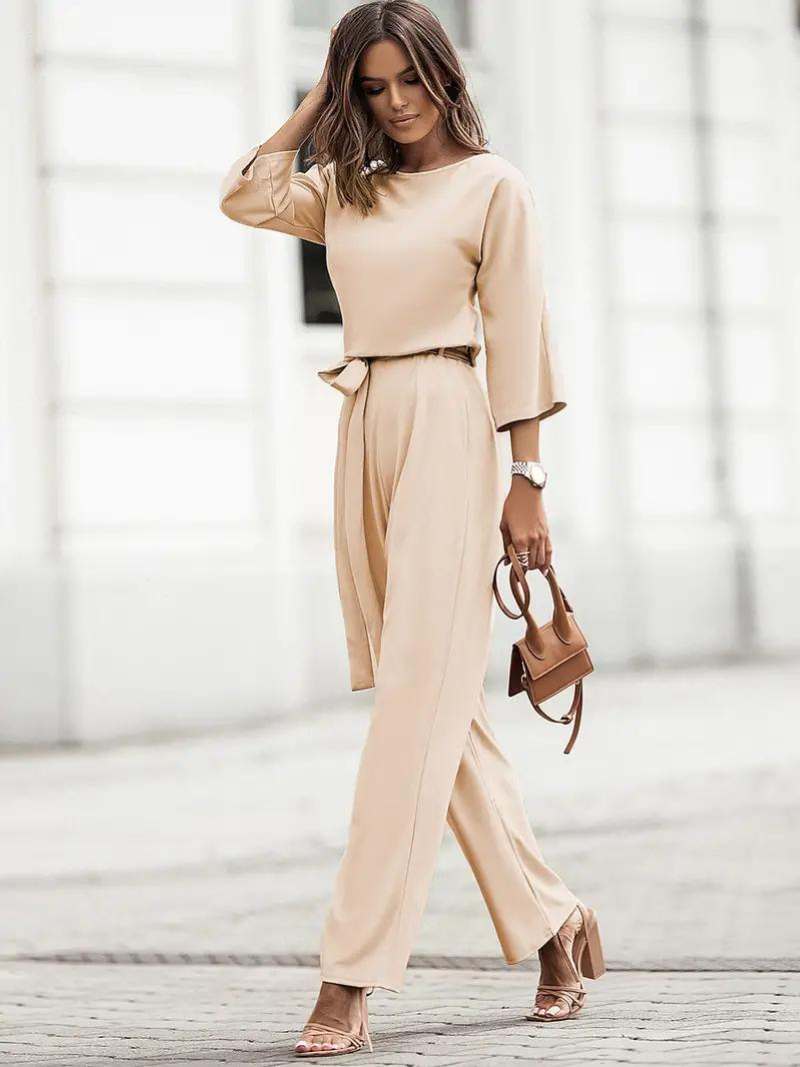 Women's Stylish Belted Jumpsuit-The Yellow Prime