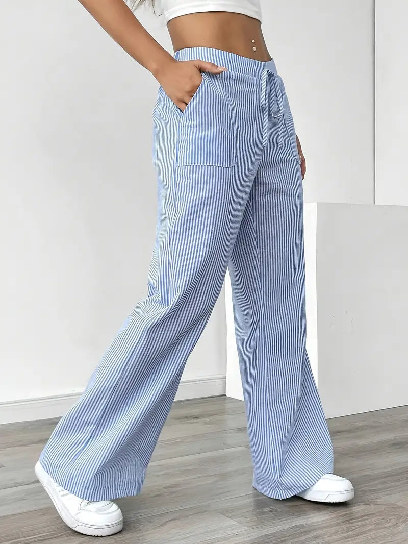Elise | Women's Relaxed Stripe Casual Pants-The Yellow Prime
