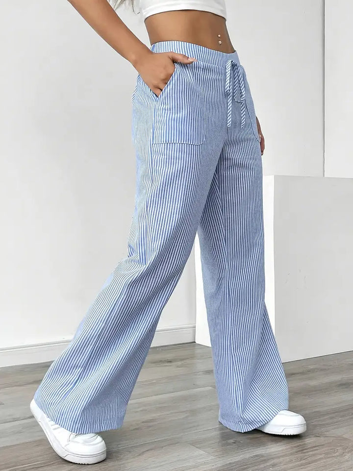 Elise | Women's Relaxed Stripe Casual Pants-The Yellow Prime