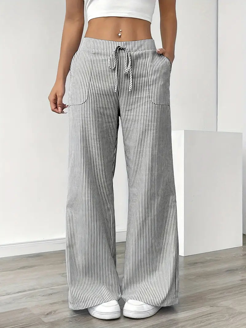 Elise | Women's Relaxed Stripe Casual Pants-The Yellow Prime