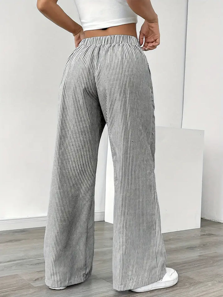 Elise | Women's Relaxed Stripe Casual Pants-The Yellow Prime