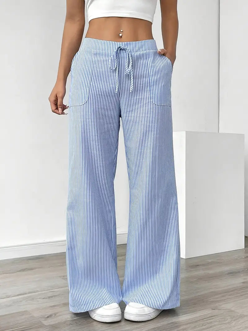 Elise | Women's Relaxed Stripe Casual Pants-The Yellow Prime