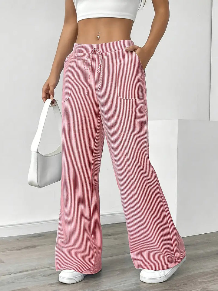 Elise | Women's Relaxed Stripe Casual Pants-The Yellow Prime