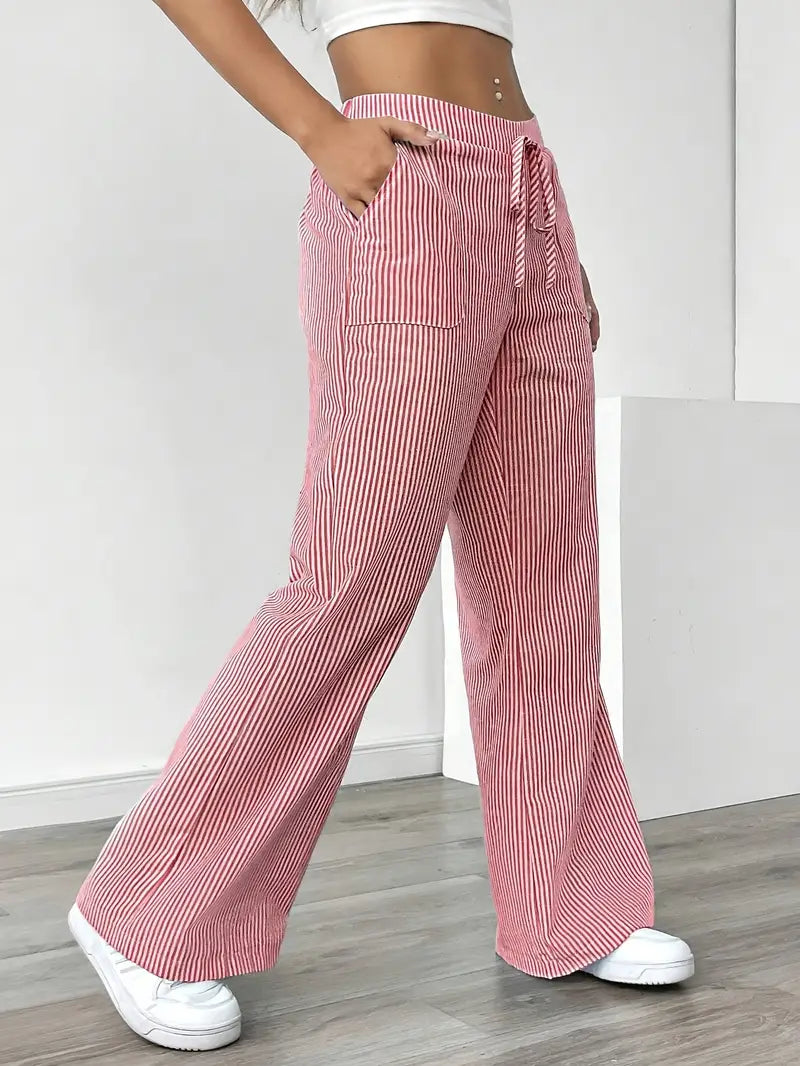 Elise | Women's Relaxed Stripe Casual Pants-The Yellow Prime