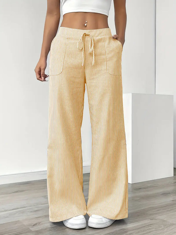 Elise | Women's Relaxed Stripe Casual Pants-The Yellow Prime