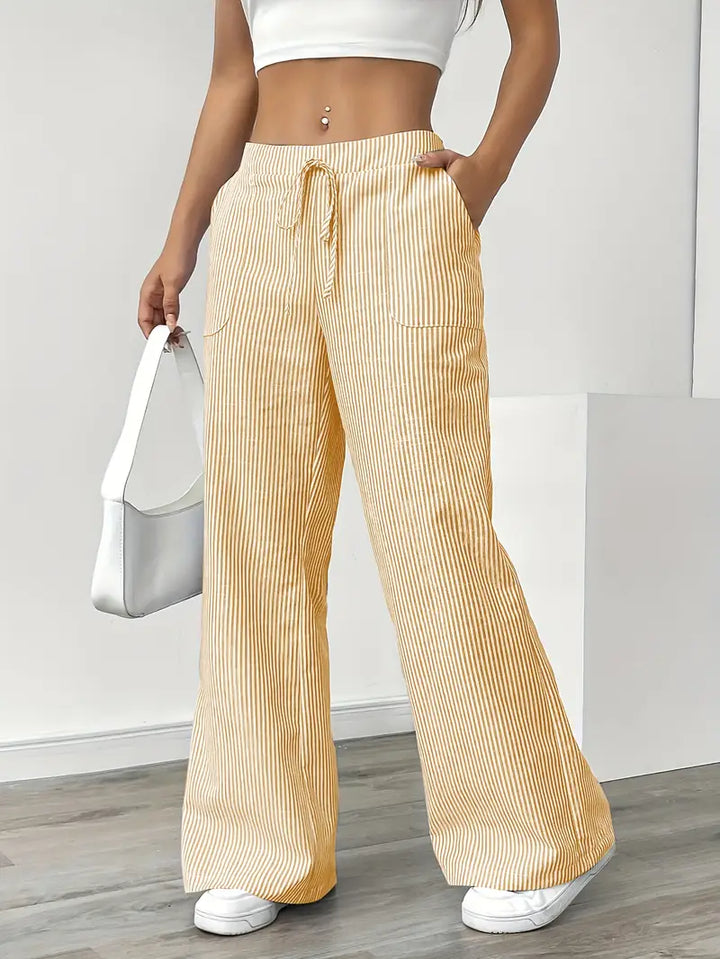 Elise | Women's Relaxed Stripe Casual Pants-The Yellow Prime