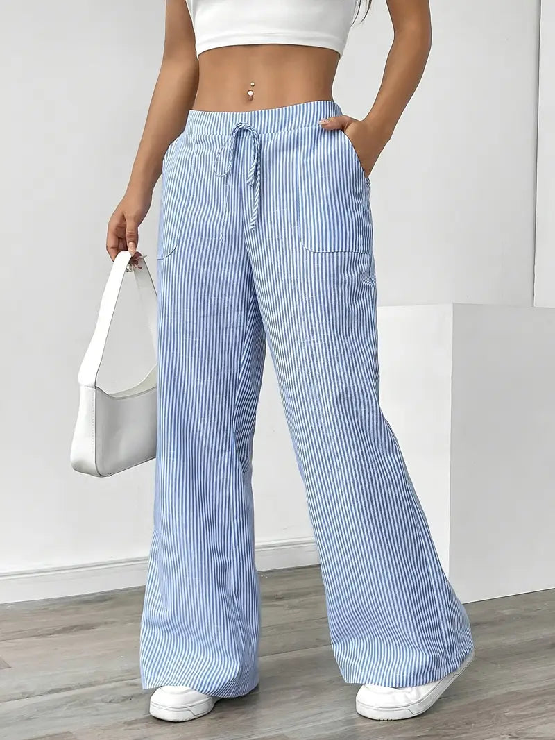 Elise | Women's Relaxed Stripe Casual Pants-The Yellow Prime