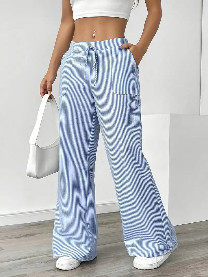 Elise | Women's Relaxed Stripe Casual Pants-The Yellow Prime