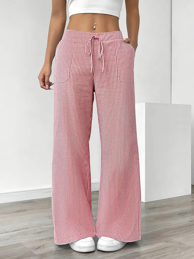Elise | Women's Relaxed Stripe Casual Pants-The Yellow Prime