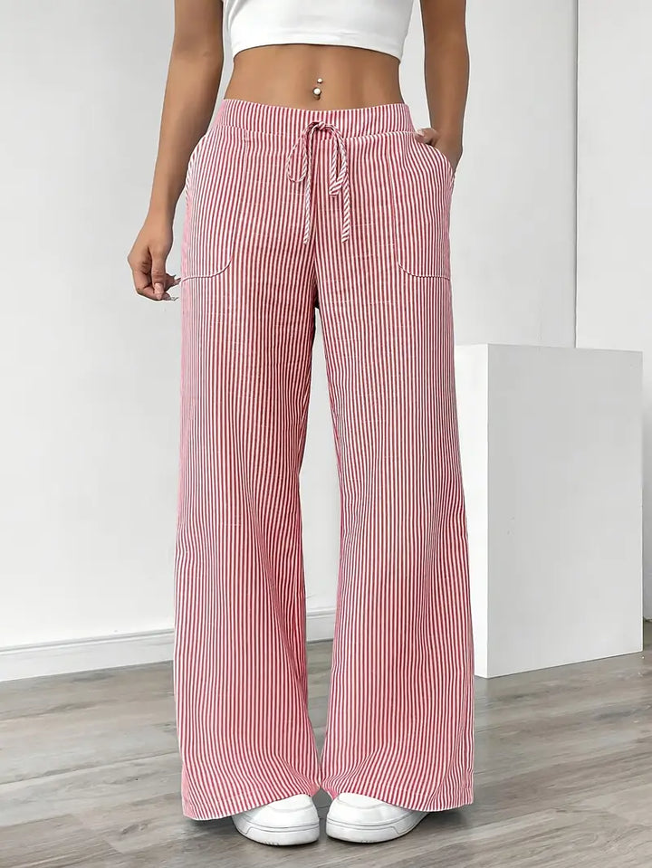 Elise | Women's Relaxed Stripe Casual Pants-The Yellow Prime