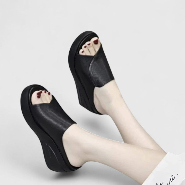 Mirella | Women's Platform Open Toe Slip-On Sandals-The Yellow Prime