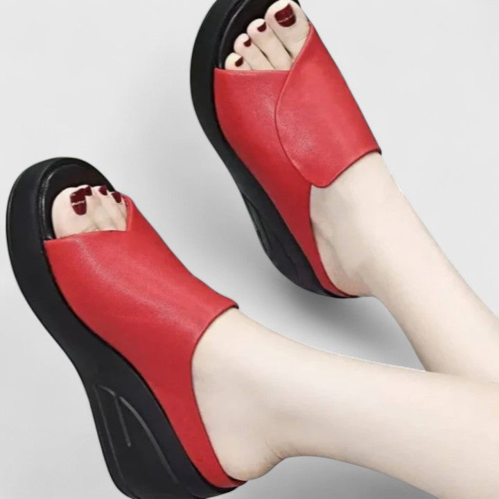 Mirella | Women's Platform Open Toe Slip-On Sandals-The Yellow Prime