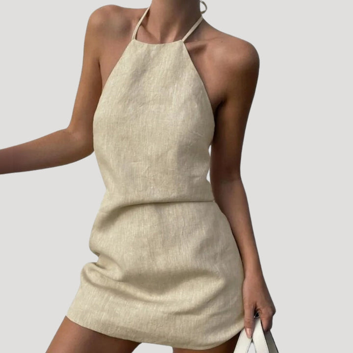 Jane | Women's Lightweight Halterneck Mini Beach Dress-The Yellow Prime