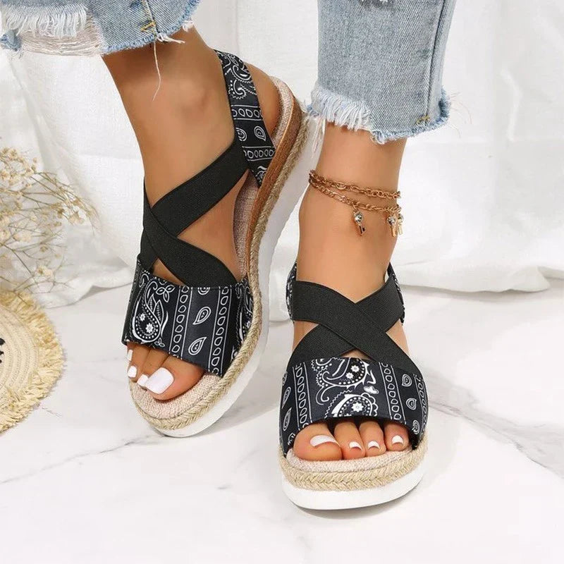 Elsa | Women's Elegant Sandals with Hemp Rope Wedge Comfort-The Yellow Prime