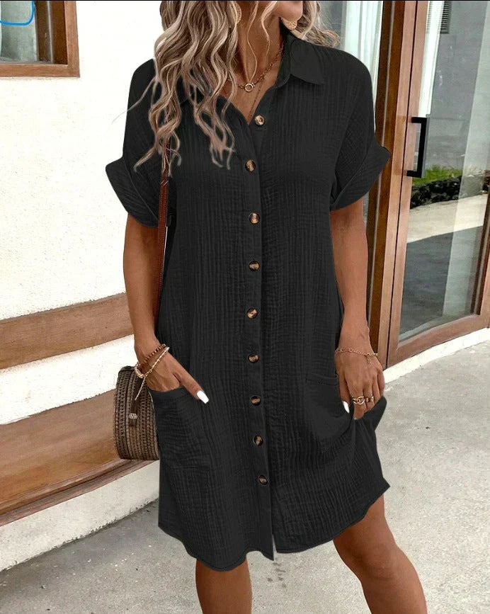 Emily | Women's Light Cotton Shirt Dress with Button Closure – Casual Summer Wear-The Yellow Prime
