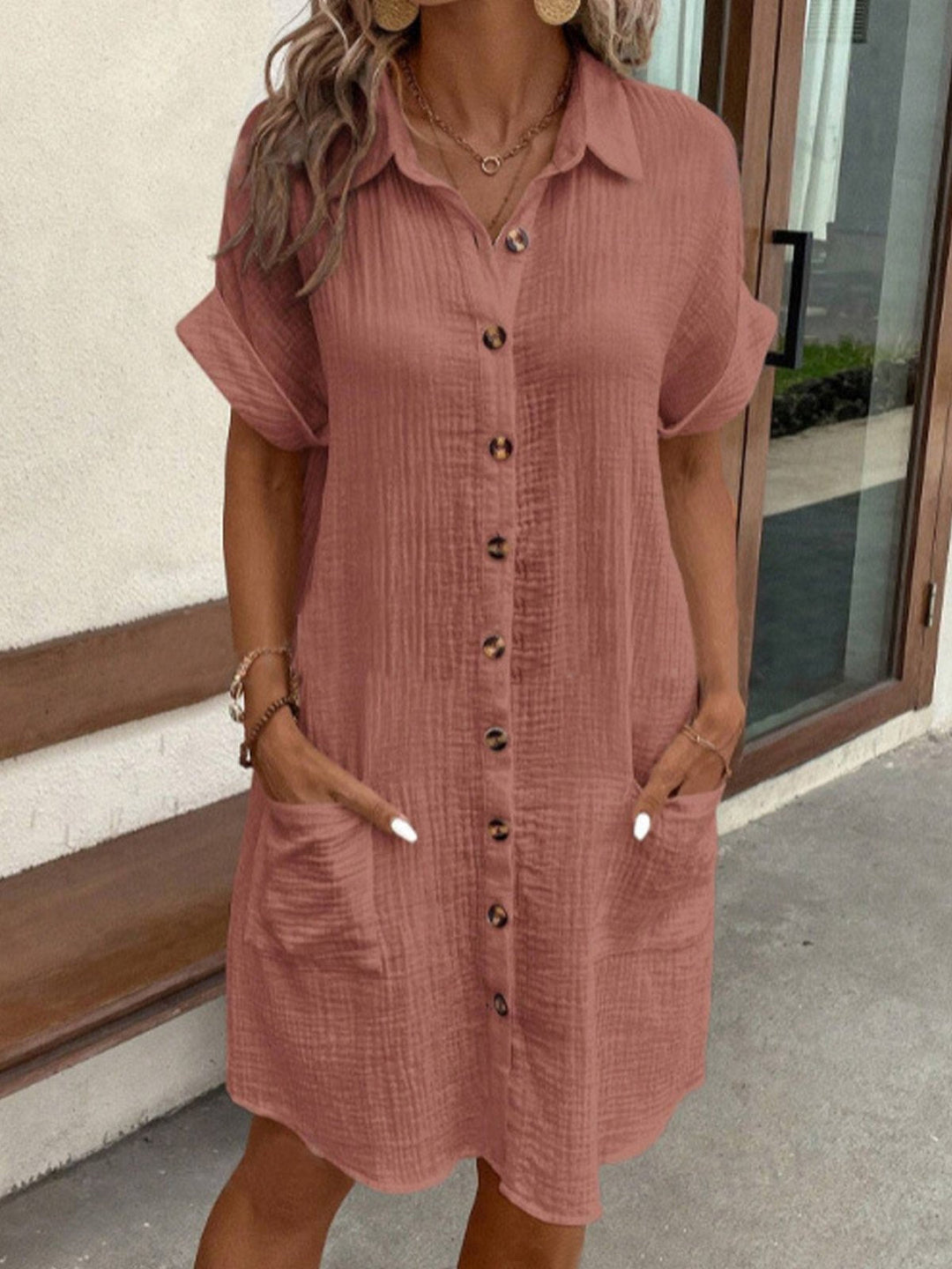Emily | Women's Light Cotton Shirt Dress with Button Closure – Casual Summer Wear-The Yellow Prime
