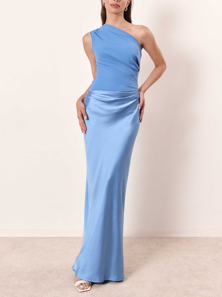 Emily | Women's One Shoulder Maxi Dress for Parties-The Yellow Prime