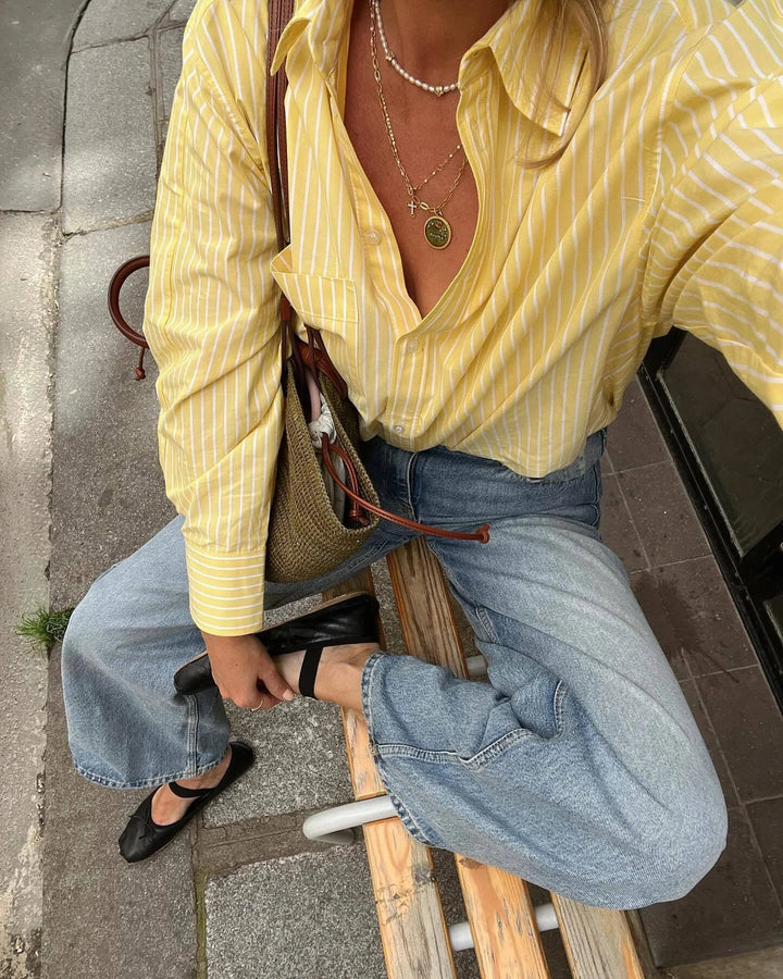 Emily | Women's Striped Blouse - Airy, Modern & Versatile Design-The Yellow Prime