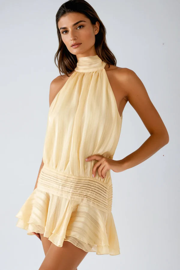 Viveca | Women's Ruffled Halter Neck Mini Dress-The Yellow Prime