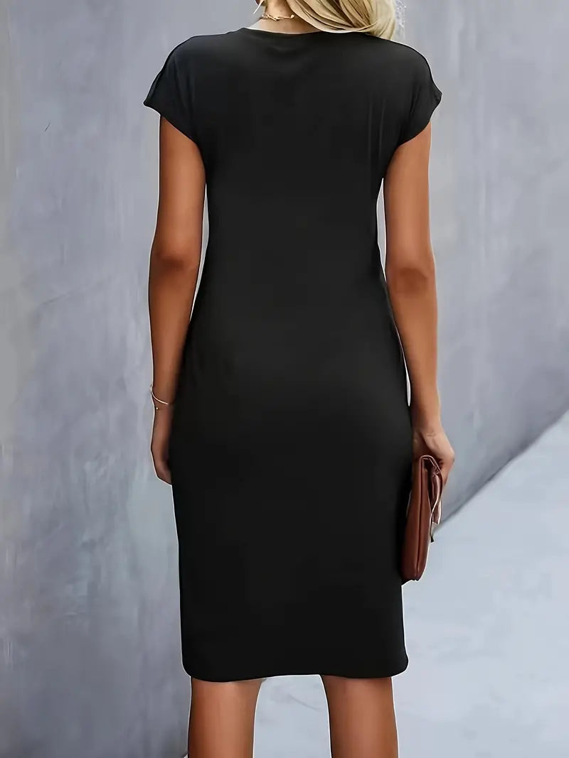 Katie | Women's Short Sleeve Bodycon Midi Dress-The Yellow Prime